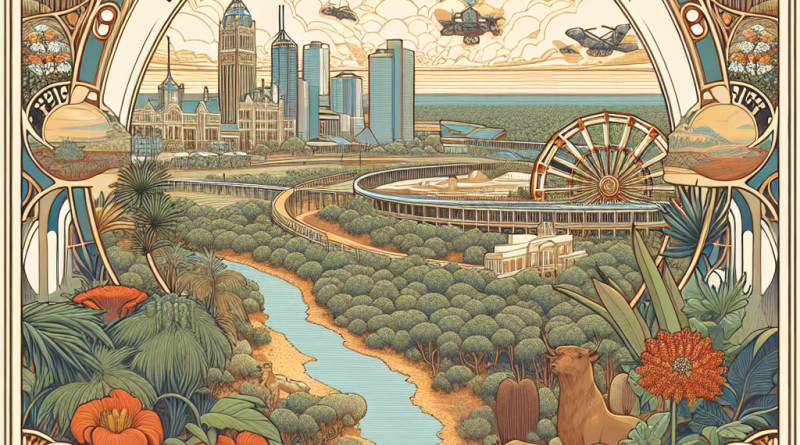 Investment in Outback: Discover how vibrant city life merges with the serene wilderness, symbolizing progress and potential.